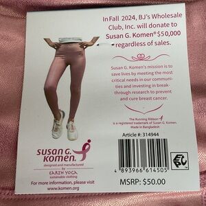 Earth Yoga Susan G. Komen Pink Shine Exercise Leggings. NWT